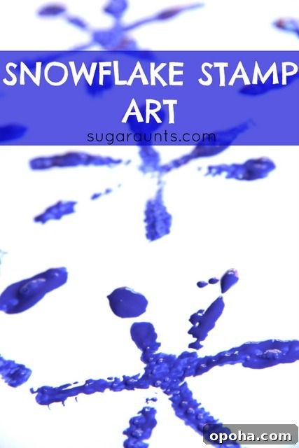 Snowflake Stamp Art | 25+ Indoor Winter Activities for Kids