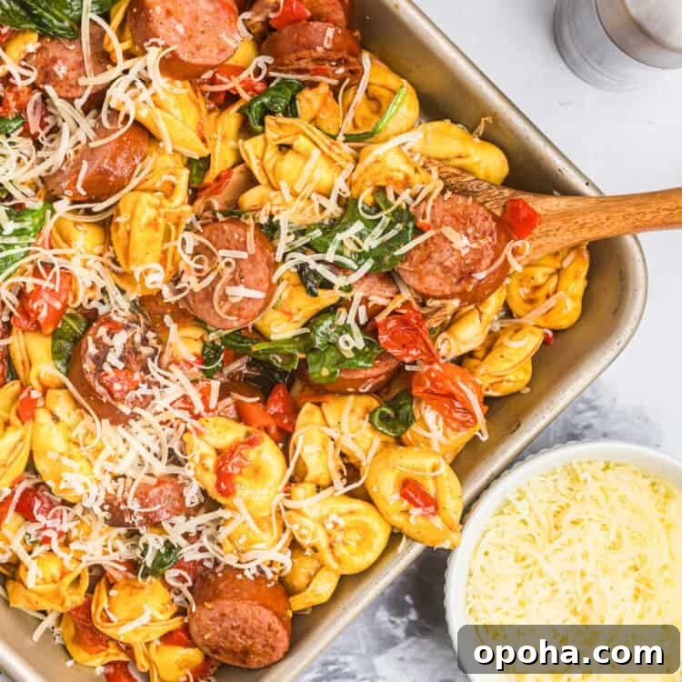 Crispy Blackstone Tortellini Skillet with Garlic Butter Sauce 11 Blackstone Tortellini ingredients on grilling pan with wooden spoon