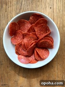 Meat lovers pasta ingredient pepperoni slices