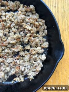 Meat lovers pasta ingredient browned ground sausage