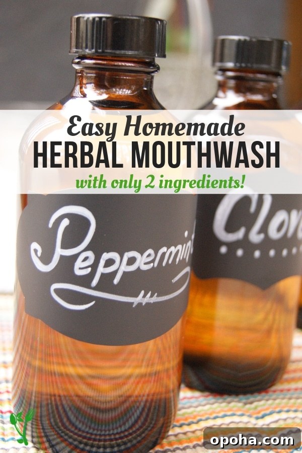 Homemade Mouthwash for Bad Breath -Check out these four different variations for the easiest DIY mouthwash made with essential oils. Great to keep oral health in top shape and to ward off bad breath.
