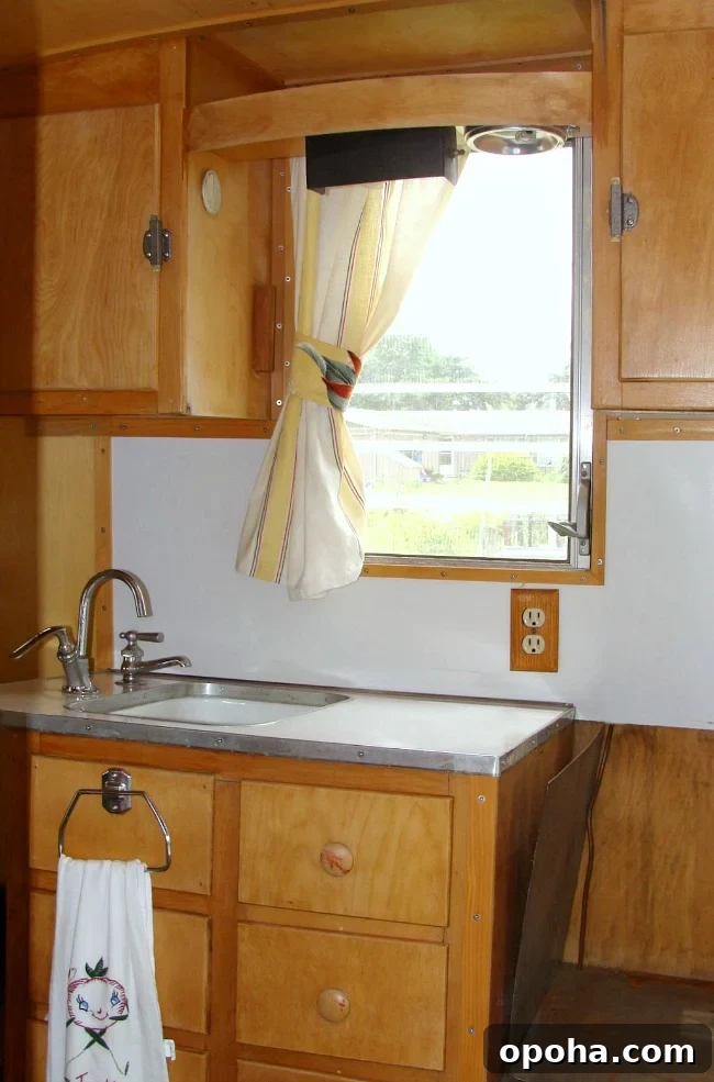 Dalton vintage trailer kitchen area
