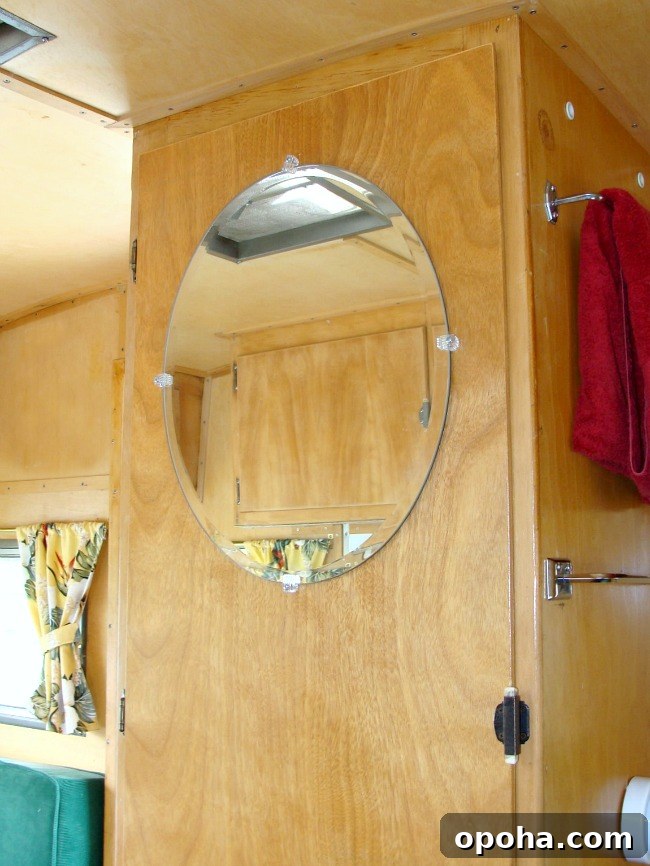 Dalton vintage trailer closet with mirror