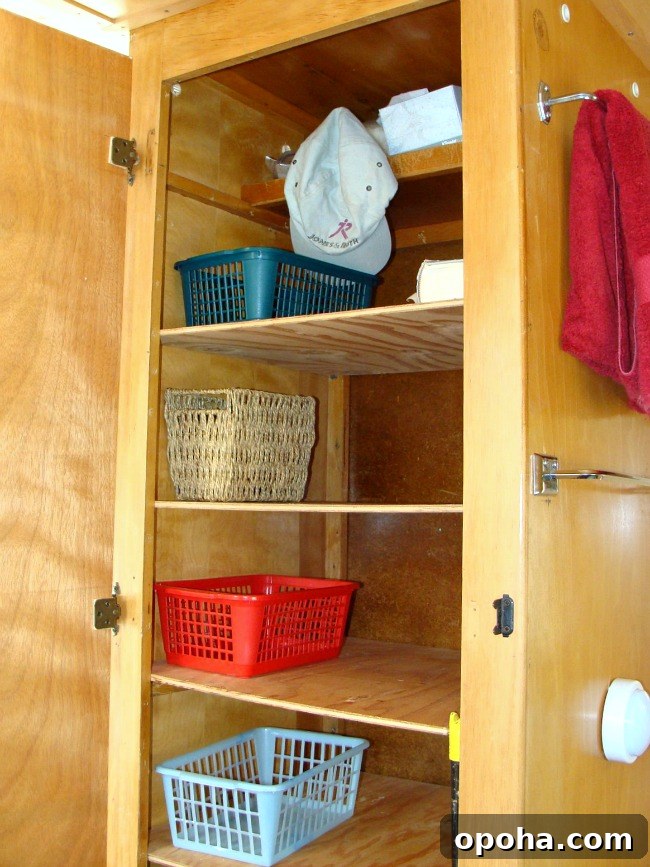 Dalton vintage trailer closet shelves