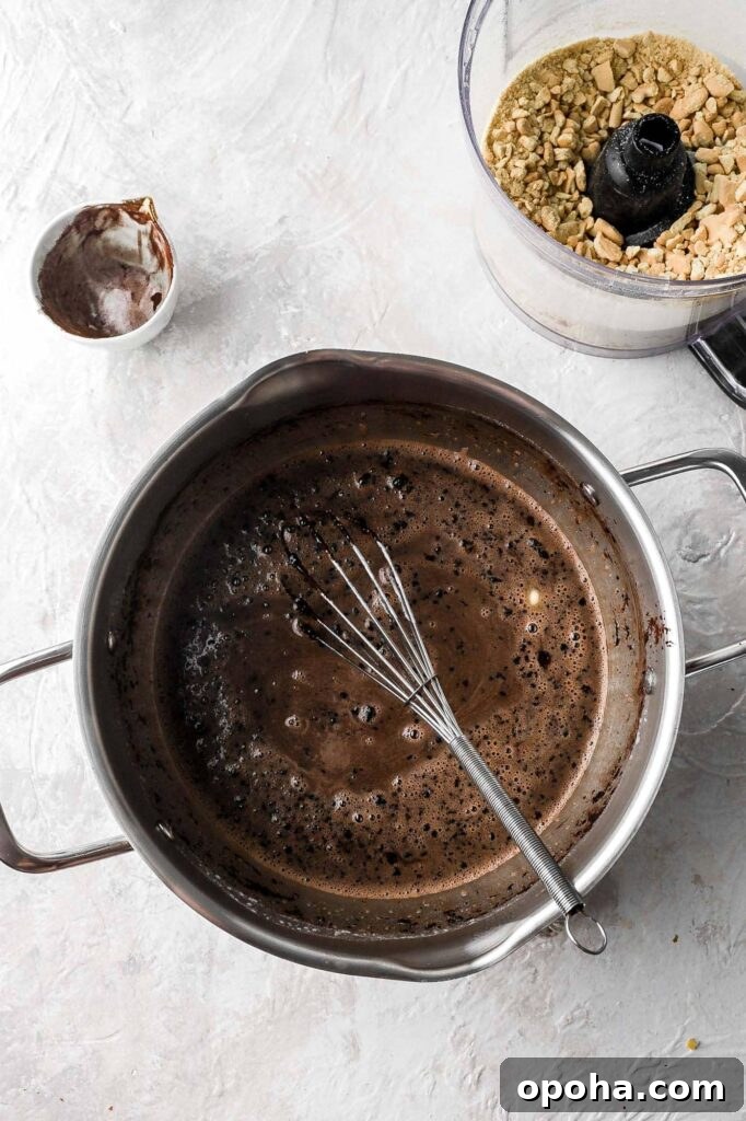 add cocoa powder, butter, salt and espresso