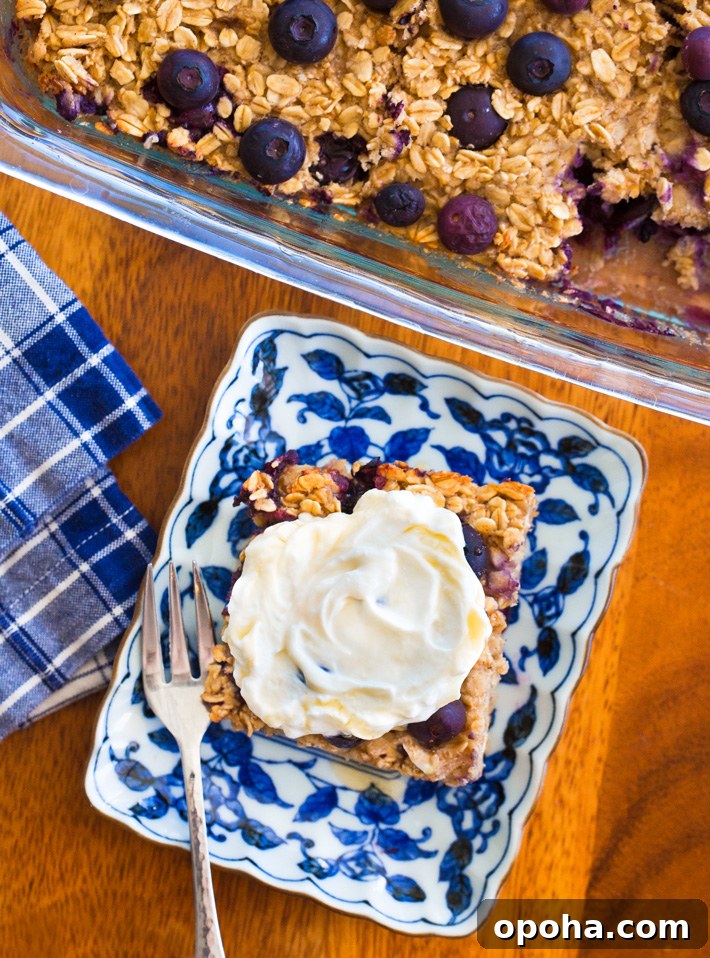 Baked Blueberry Oatmeal With Yogurt Frosting