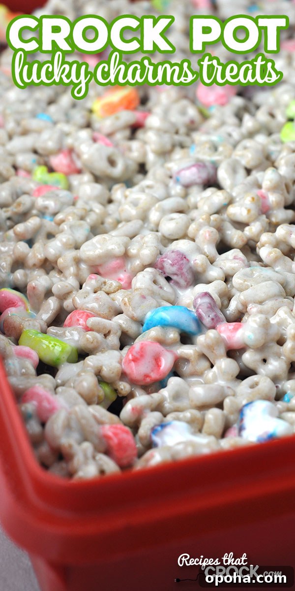 Crock Pot Lucky Charms Marshmallow Treats 3 Crock Pot Lucky Charms Treats closeup