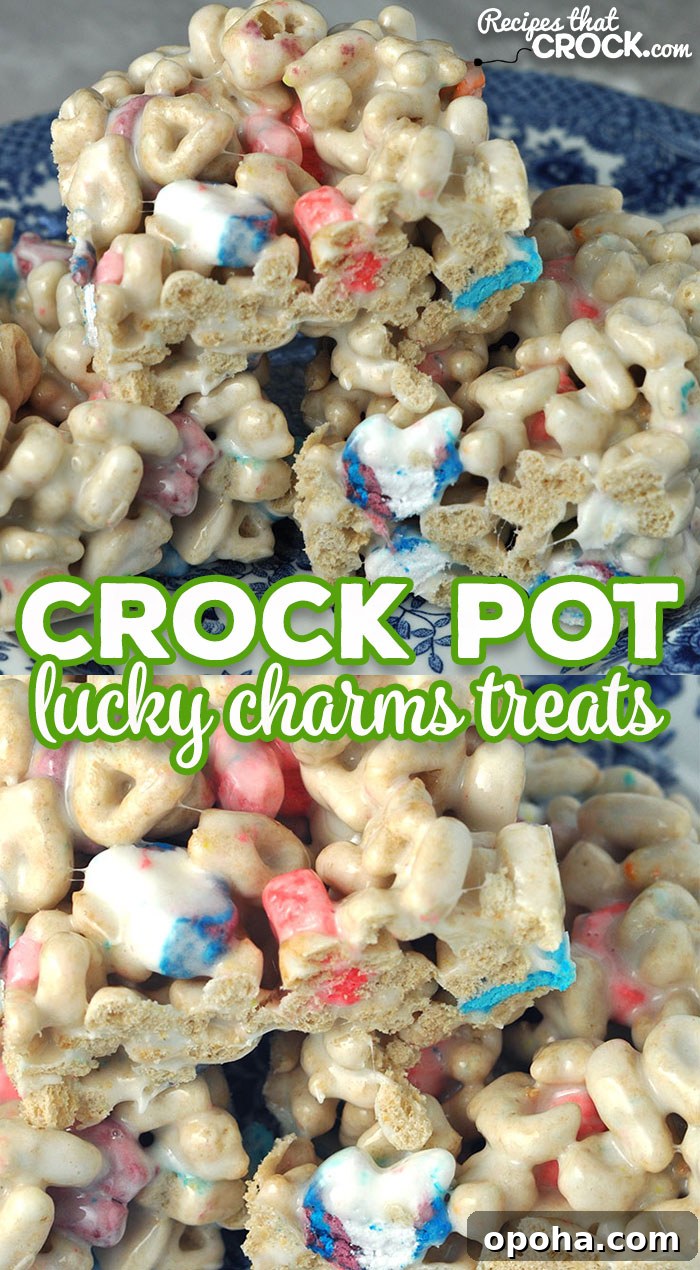 Crock Pot Lucky Charms Marshmallow Treats 4 Crock Pot Lucky Charms Treats plated