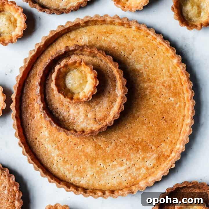 Pear Tart with Hazelnut Frangipane Recipe 6 Golden brown baked tart shells in tartlet, mini and large sizes.