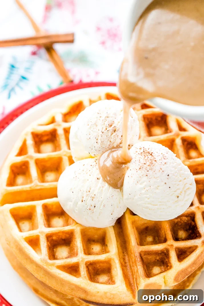 Spiced Vanilla Syrup poured over pancakes