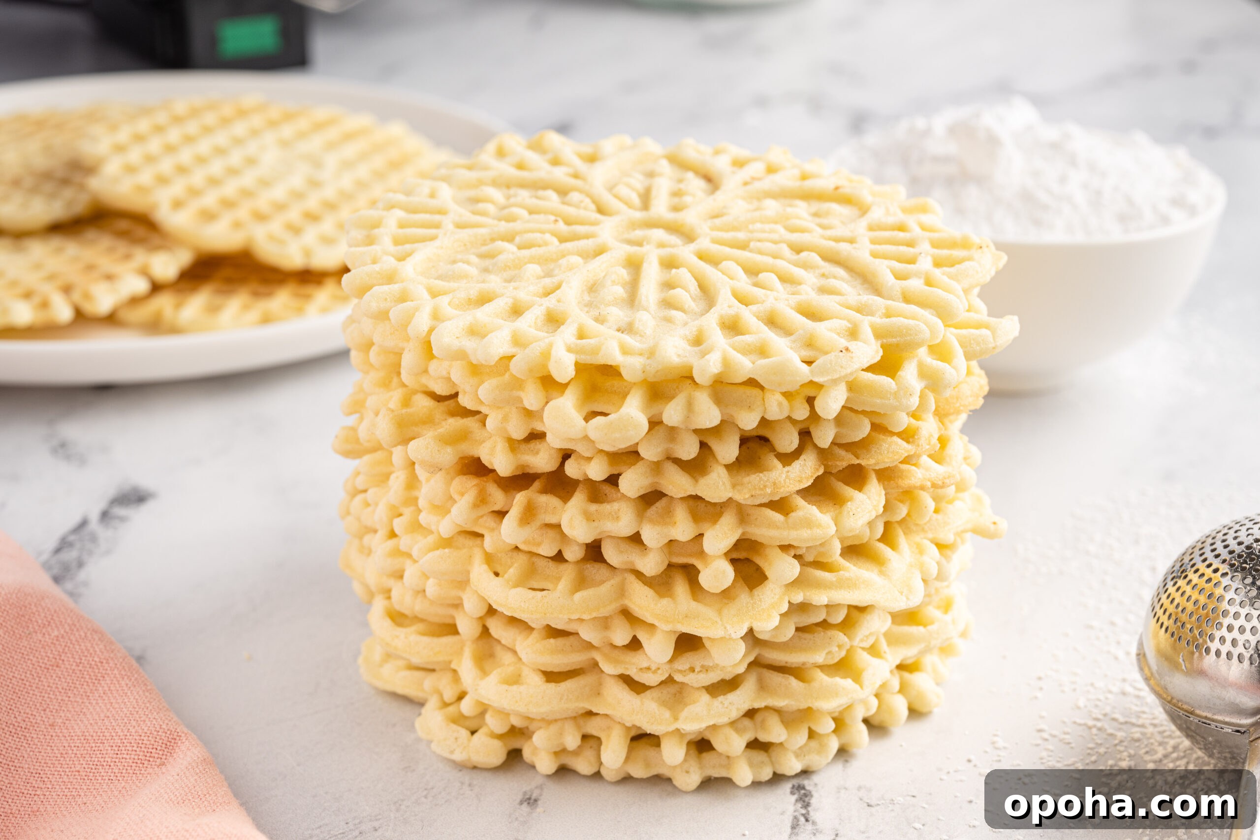 Traditional Italian Pizzelle Cookies: Crisp Anise Wafers Recipe 17 Pizzelles stacked on top of each other