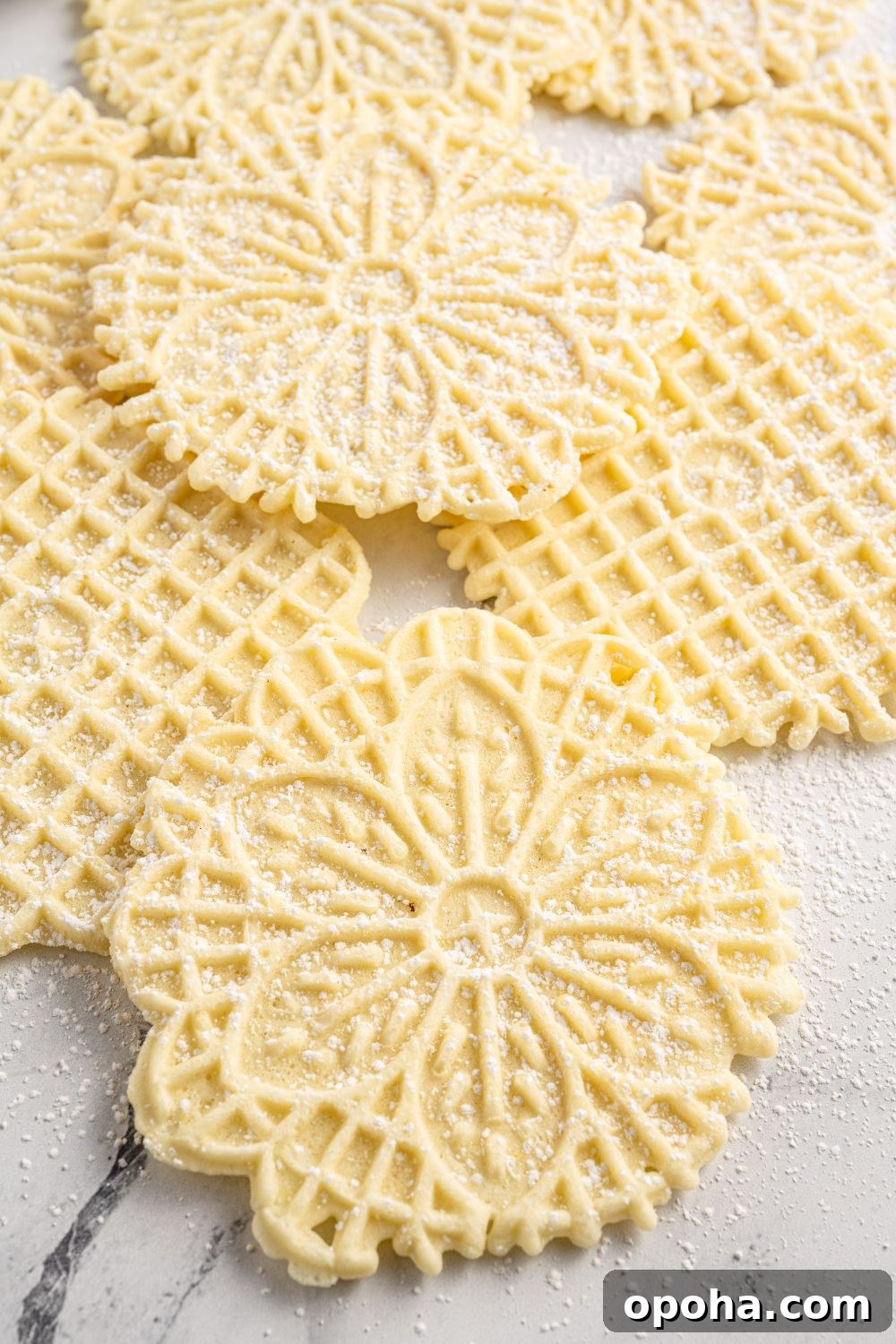 Traditional Italian Pizzelle Cookies: Crisp Anise Wafers Recipe 19 italian cookies on a marble counter