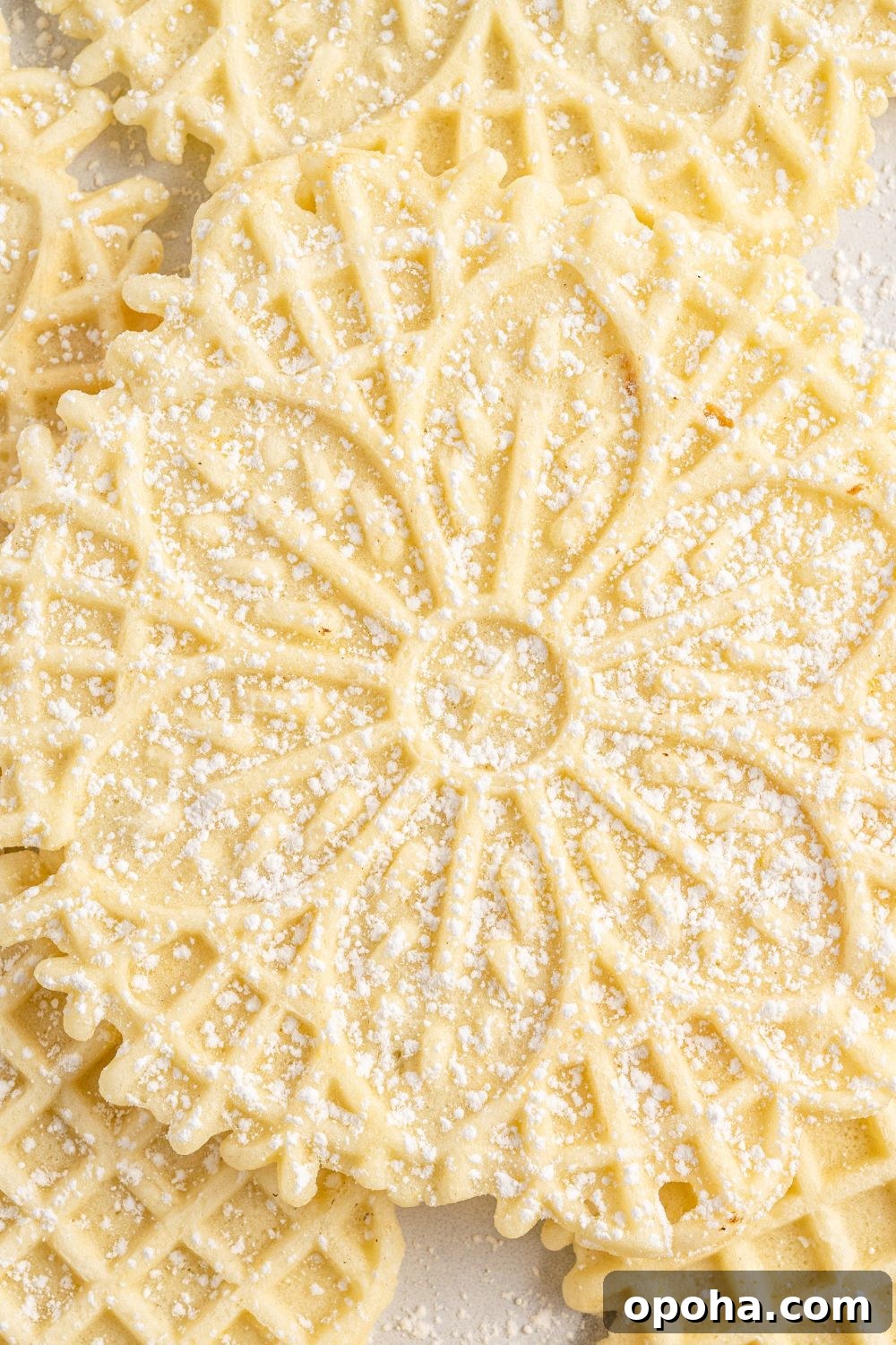 Traditional Italian Pizzelle Cookies: Crisp Anise Wafers Recipe 21 Pizzelle close up of the cookies