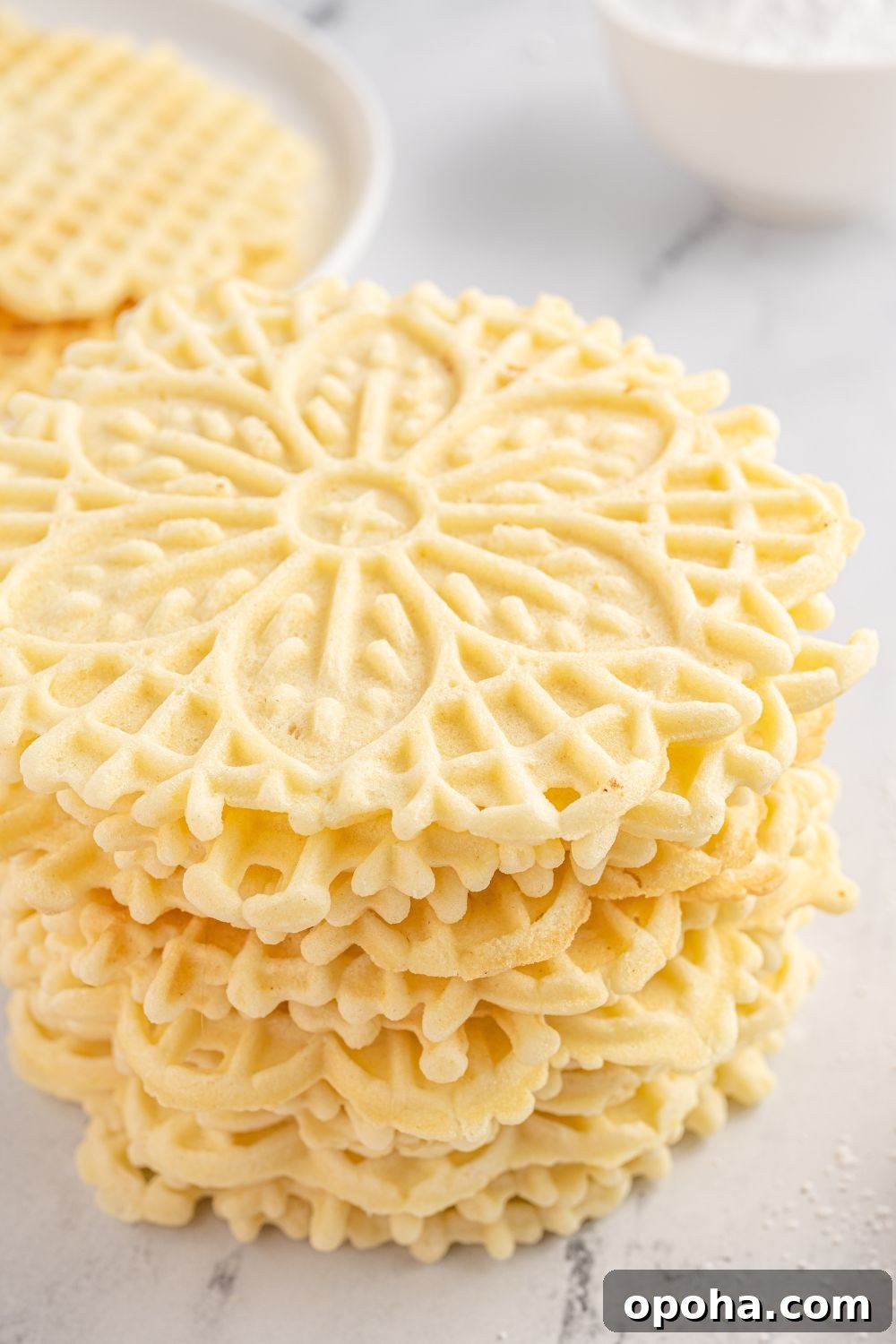 Traditional Italian Pizzelle Cookies: Crisp Anise Wafers Recipe 23 Pizzelles stacked on table