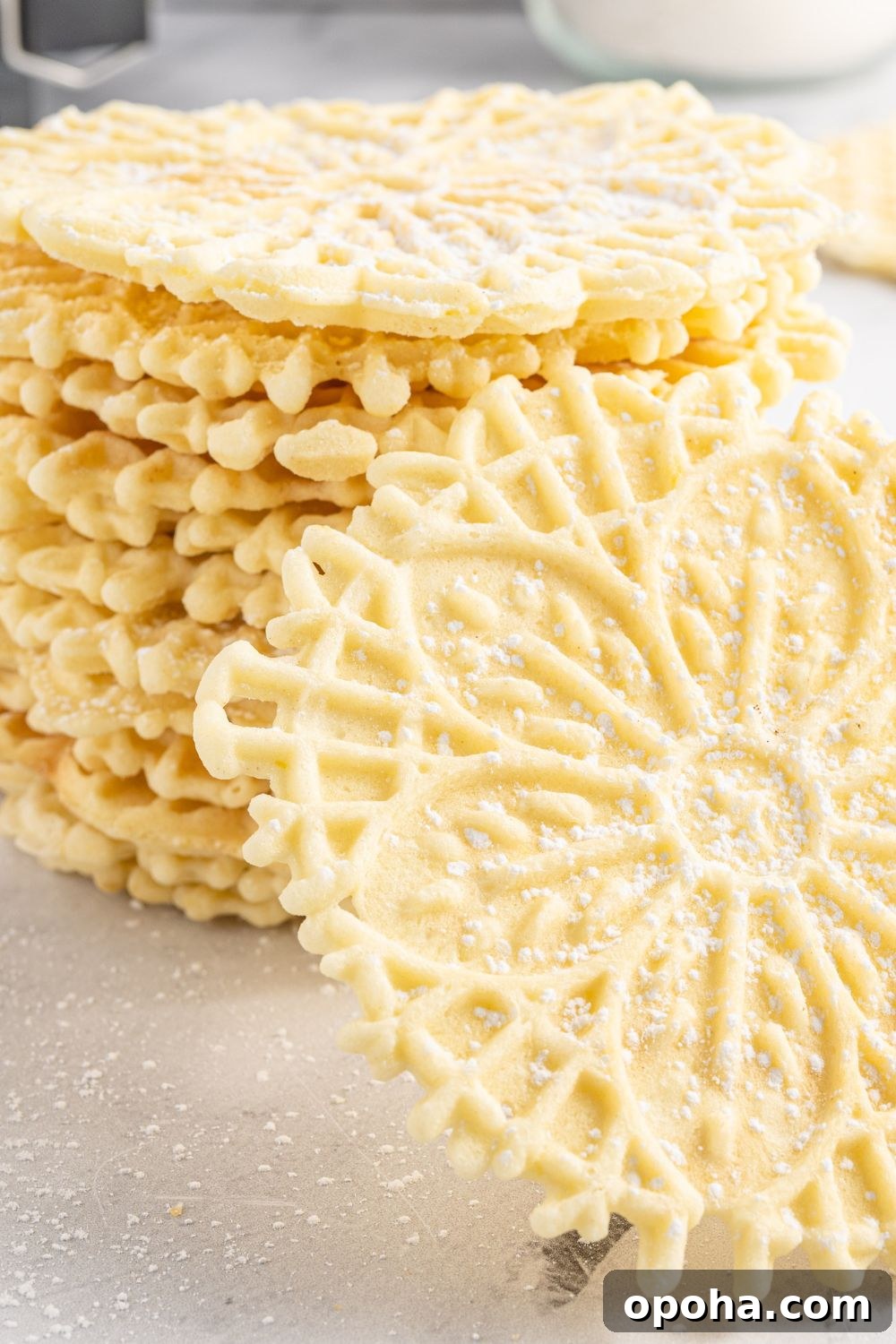 Traditional Italian Pizzelle Cookies: Crisp Anise Wafers Recipe 24 italian cookies stacked on table
