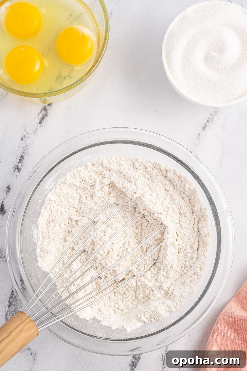 Traditional Italian Pizzelle Cookies: Crisp Anise Wafers Recipe 8 dry ingredients in glass bowl
