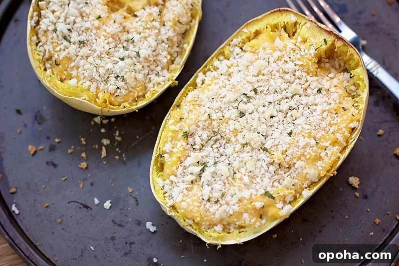Twice-Baked Spaghetti Squash Mac ’n’ Cheese Casserole 11 Twice baked spaghetti squash finished