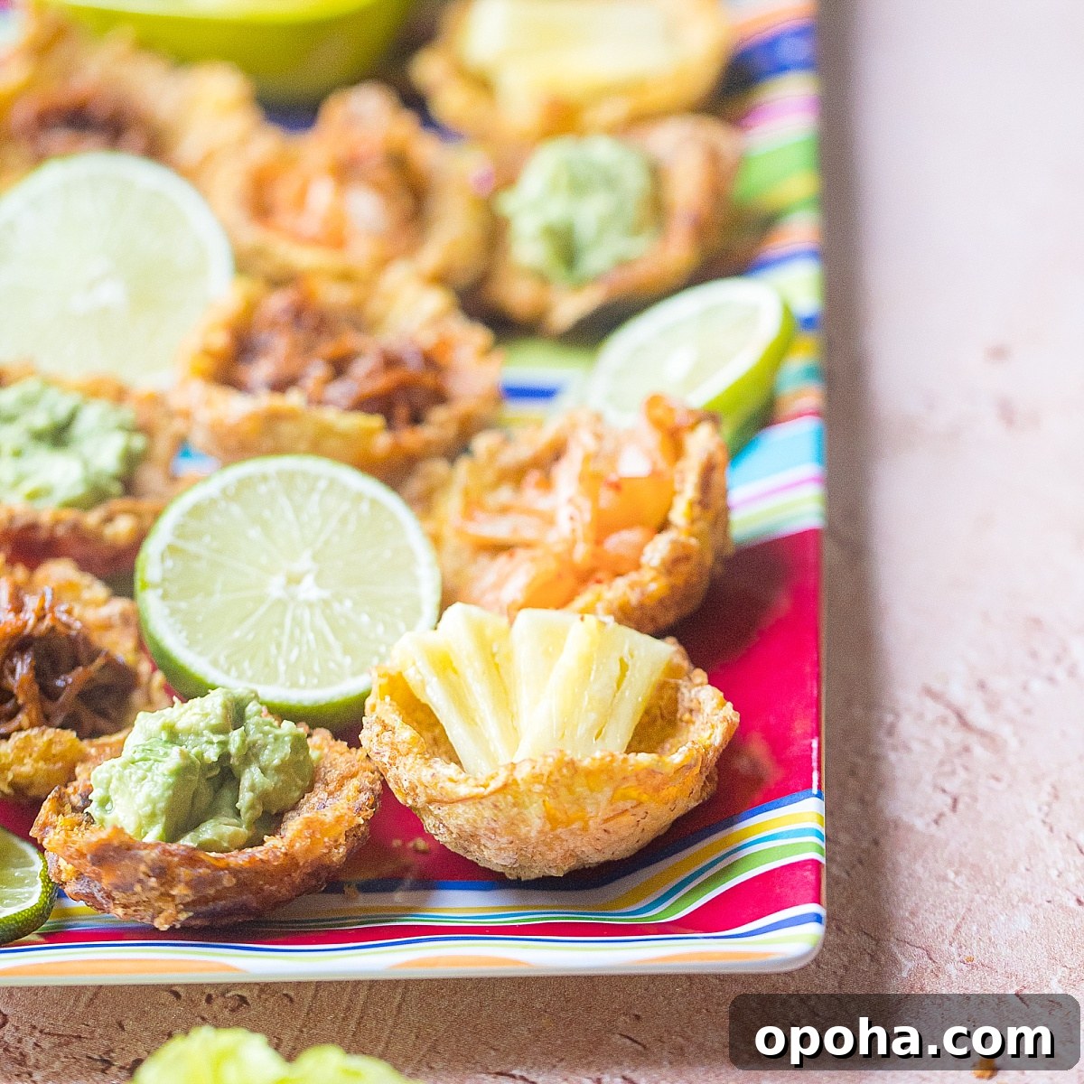 haitian plantain bowls filled with festive fun fillings like pineapple avocado shredded beef
