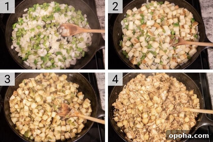 process shots of how to make turkey hash