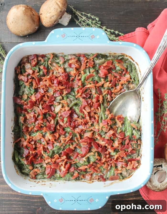 Paleo Whole30 Green Bean Casserole Recipe for Holiday Sides 3 Casserole close-up