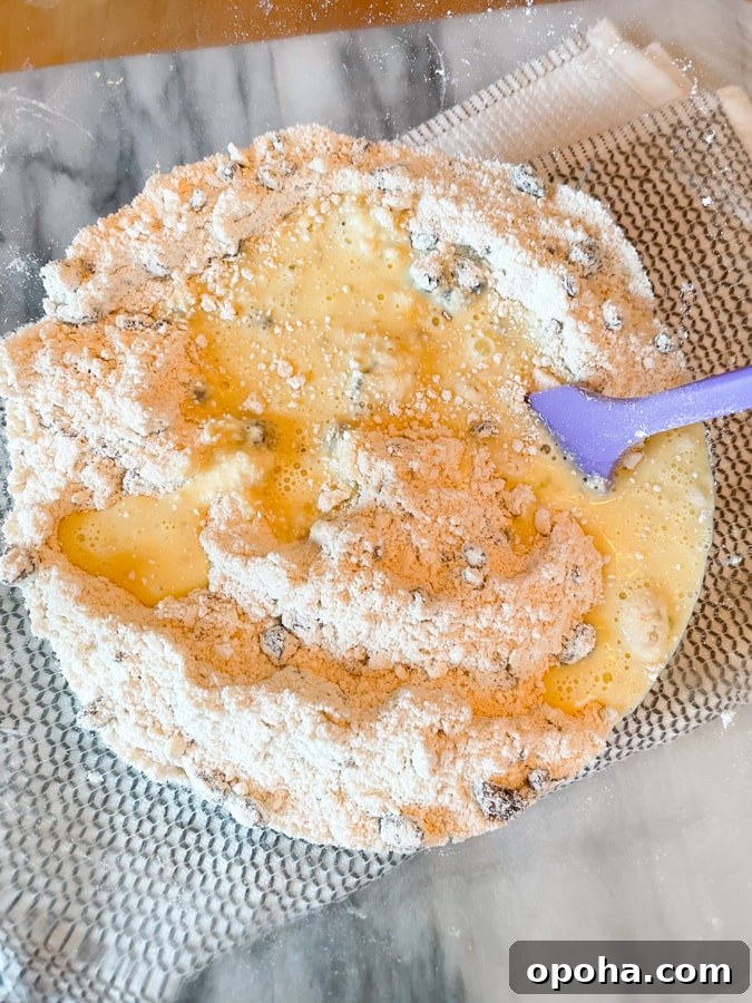 mix wet and dry ingredients
