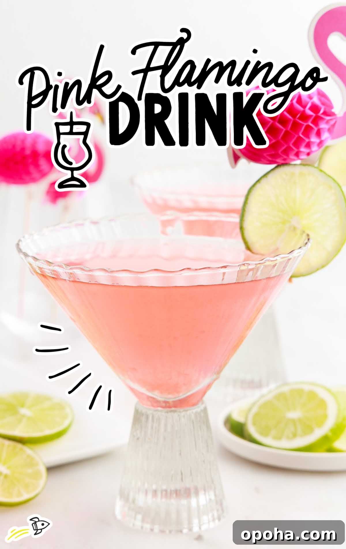a close up shot of a glass of Pink Flamingo Drink