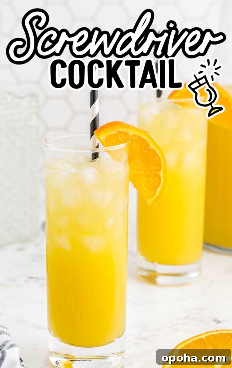 close up shot of glasses of Screwdriver Drink garnished with slices of oranges and served with a straw