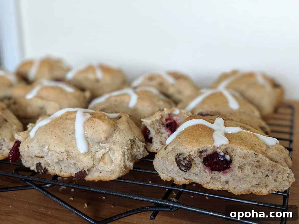 gluten-free hot cross buns on a rack