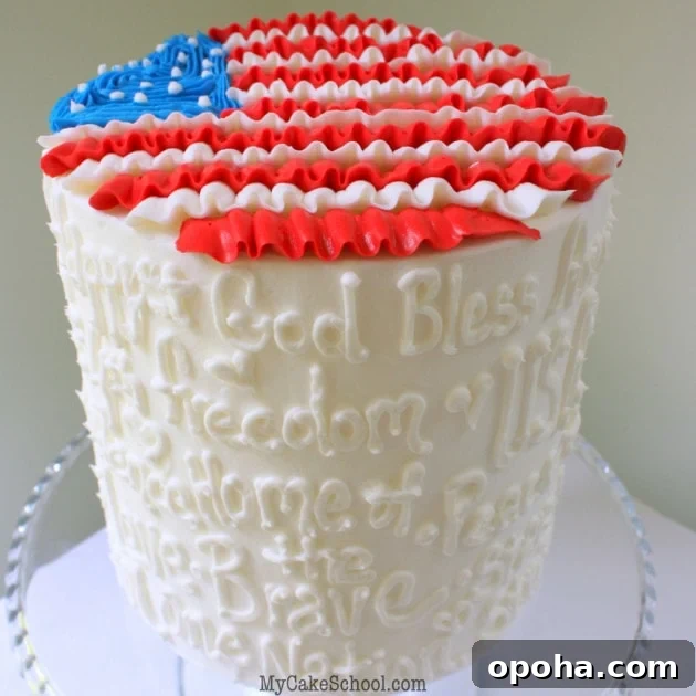 July 4 -Ruffled Flag Cake Tutorial by MyCakeSchool.com!