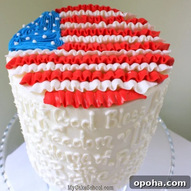 July 4 -Ruffled Flag Cake Tutorial by MyCakeSchool.com!