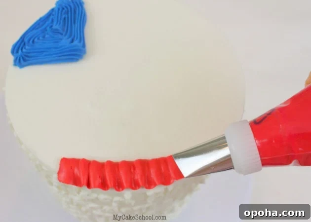 July Fourth Ruffled Flag Cake Tutorial by MyCakeSchool.com! Free step by step cake decorating tutorial!