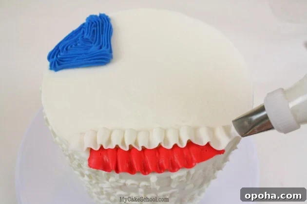 Easy July 4th Ruffled Flag Cake Tutorial by MyCakeSchool.com!