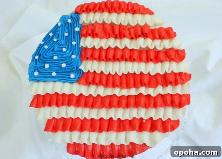 Ruffled Buttercream Flag Cake Tutorial- Perfect for Patriotic Holidays and events!