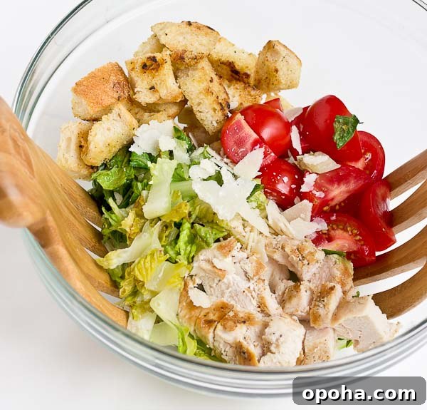 Grilled Romaine Chicken Caesar Chopped Salad Recipe 2 Grilled Greens Chicken Caesar Chopped Salad - grilled romaine, chicken, tomatoes, croutons, Greek yogurt caesar dressing