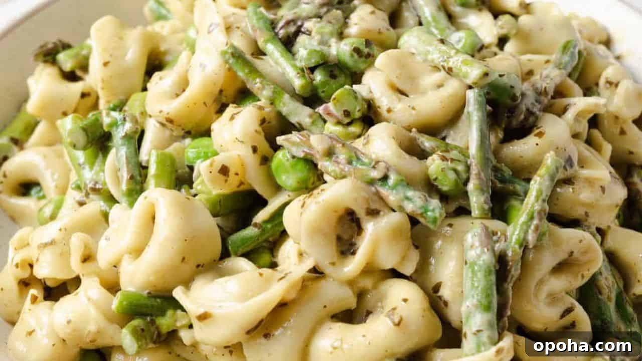 Pesto Tortellini with Asparagus and Peas