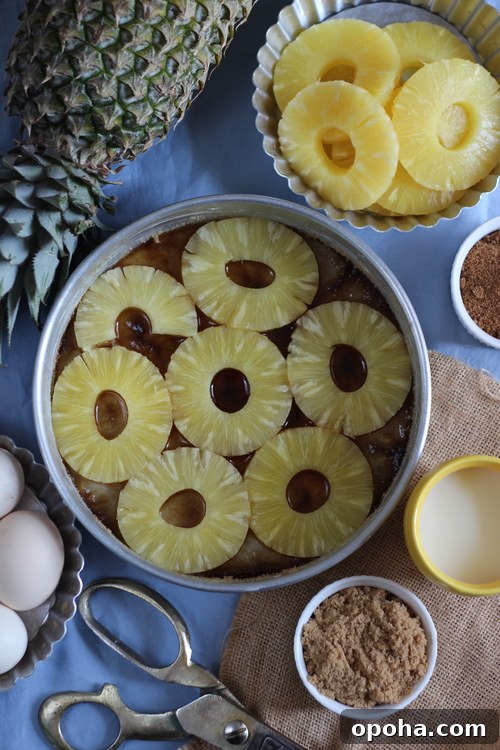 Classic Pineapple Upside-Down Cake Recipe for Homemade Desserts 2 Pineapple upside-down cake preparation
