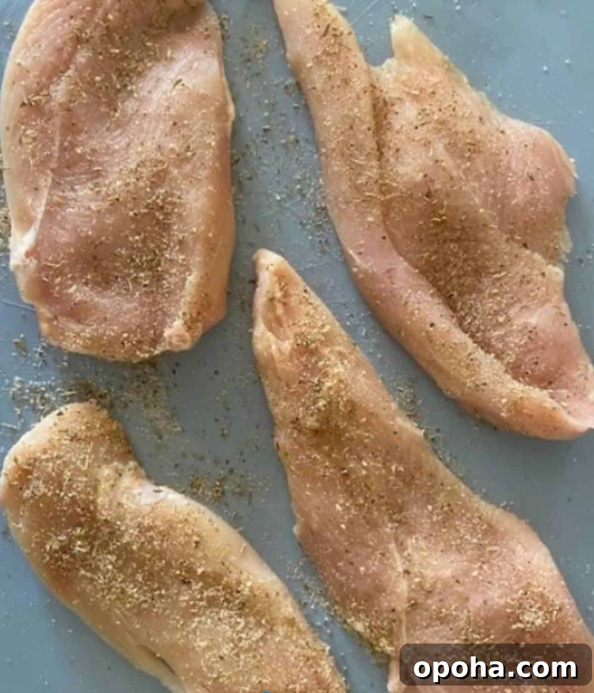 Perfectly Sautéed Chicken Breasts with Garlic and Herbs 5 Chicken breast sliced into thin breasts and seasoned.