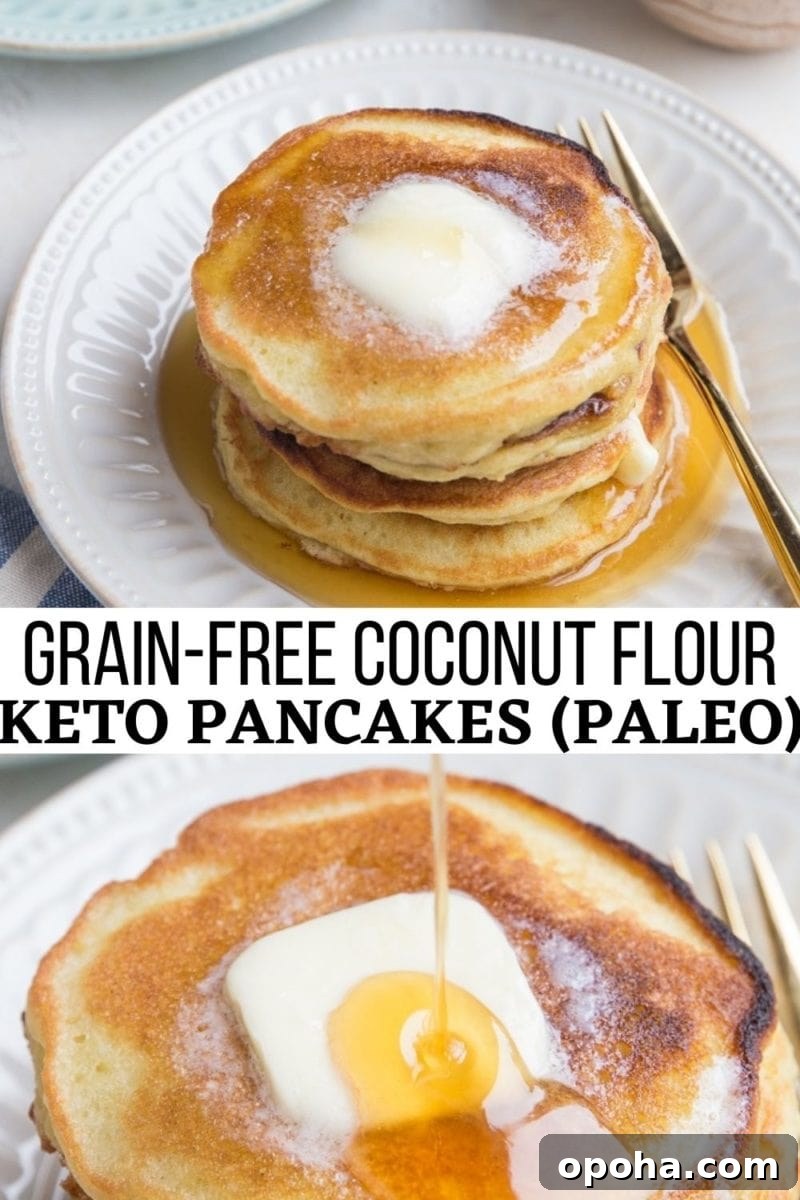 Moist Fluffy Keto Pancakes Made with Coconut Flour 13 Keto Pancakes with coconut flour are a low-carb, grain-free breakfast loaded with delicious rich flavors. Fluffy, moist, amazing! You'd never guess these amazing pancakes are grain-free!