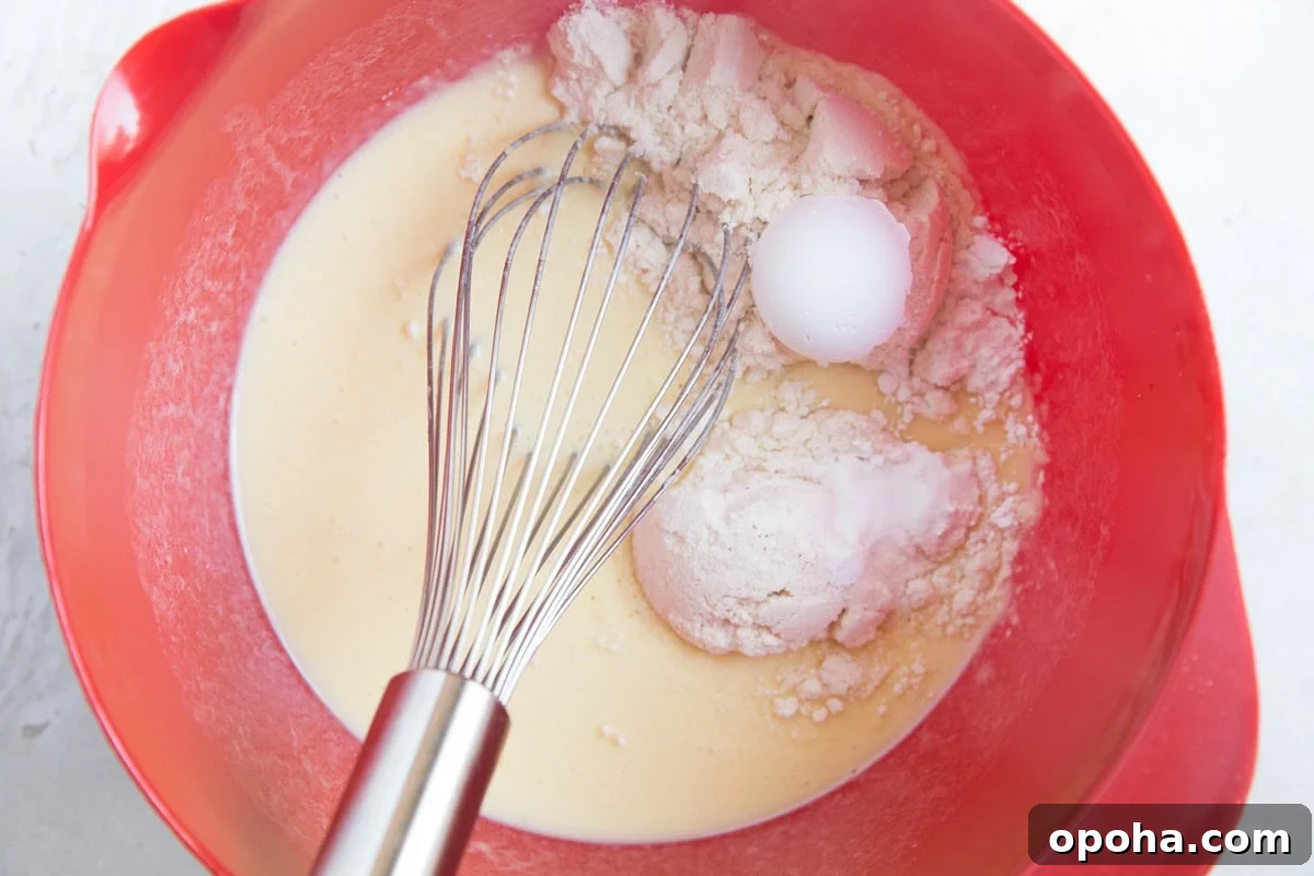 Moist Fluffy Keto Pancakes Made with Coconut Flour 7 Add the dry ingredients to the wet ingredients for low-carb pancakes