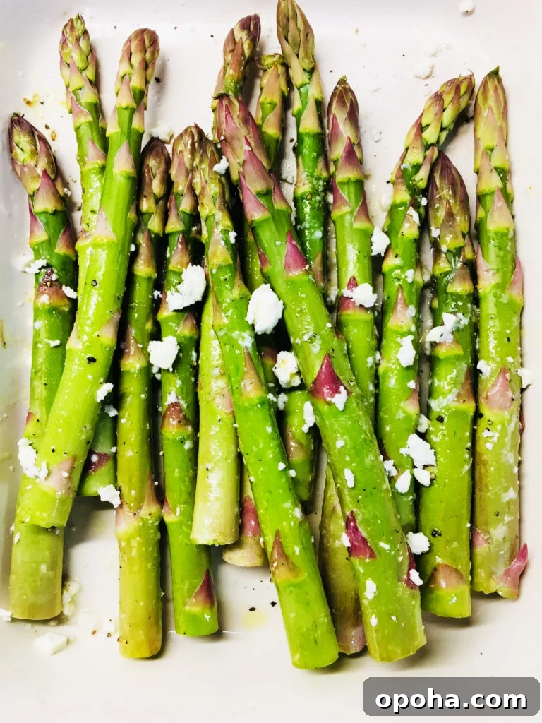 Air Fryer Lemon Feta Asparagus