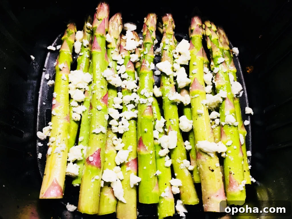 Air Fryer Lemon Feta Asparagus