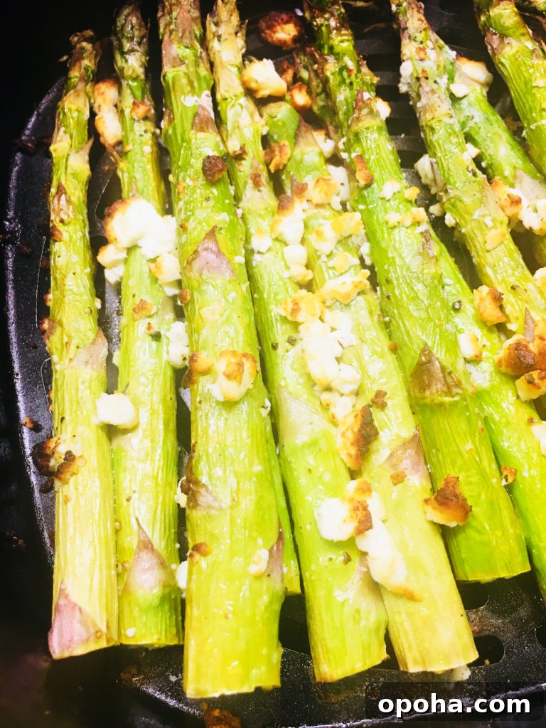 Air Fryer Lemon Feta Asparagus