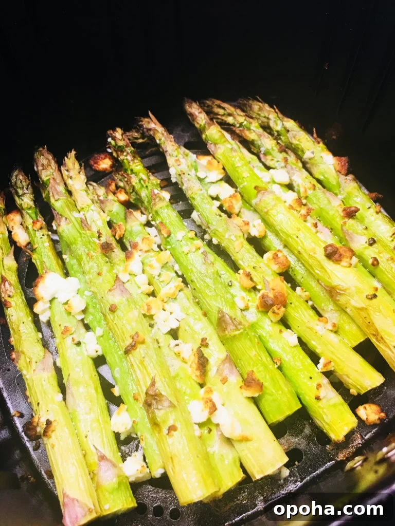 Air Fryer Lemon Feta Asparagus