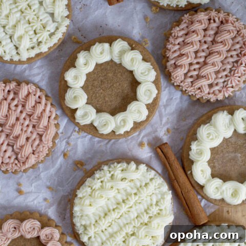 decorated soft gingerbread cookies on parchment paper