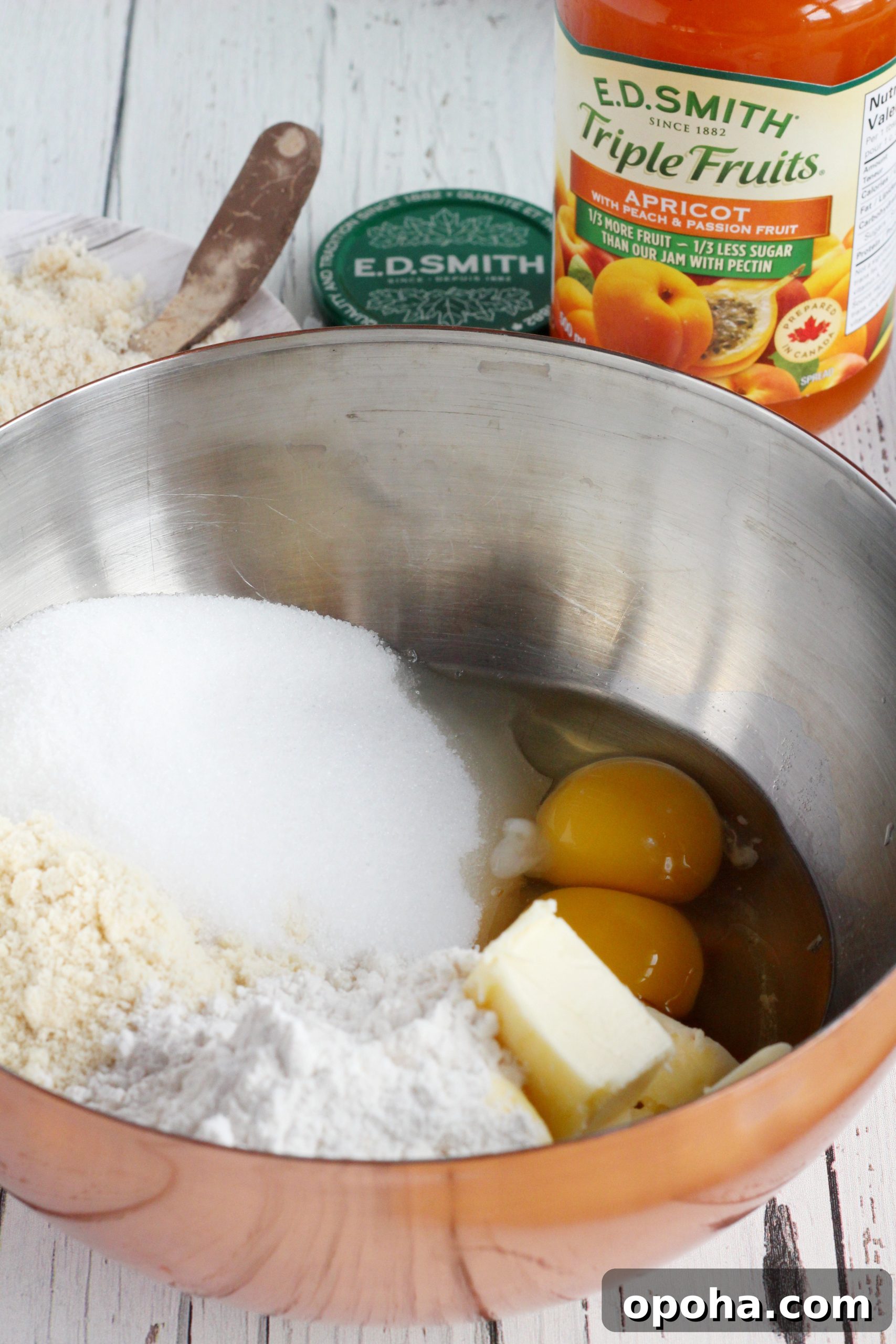 Apricot Almond Tart with Frangipane Filling 6 almond cream filling in making