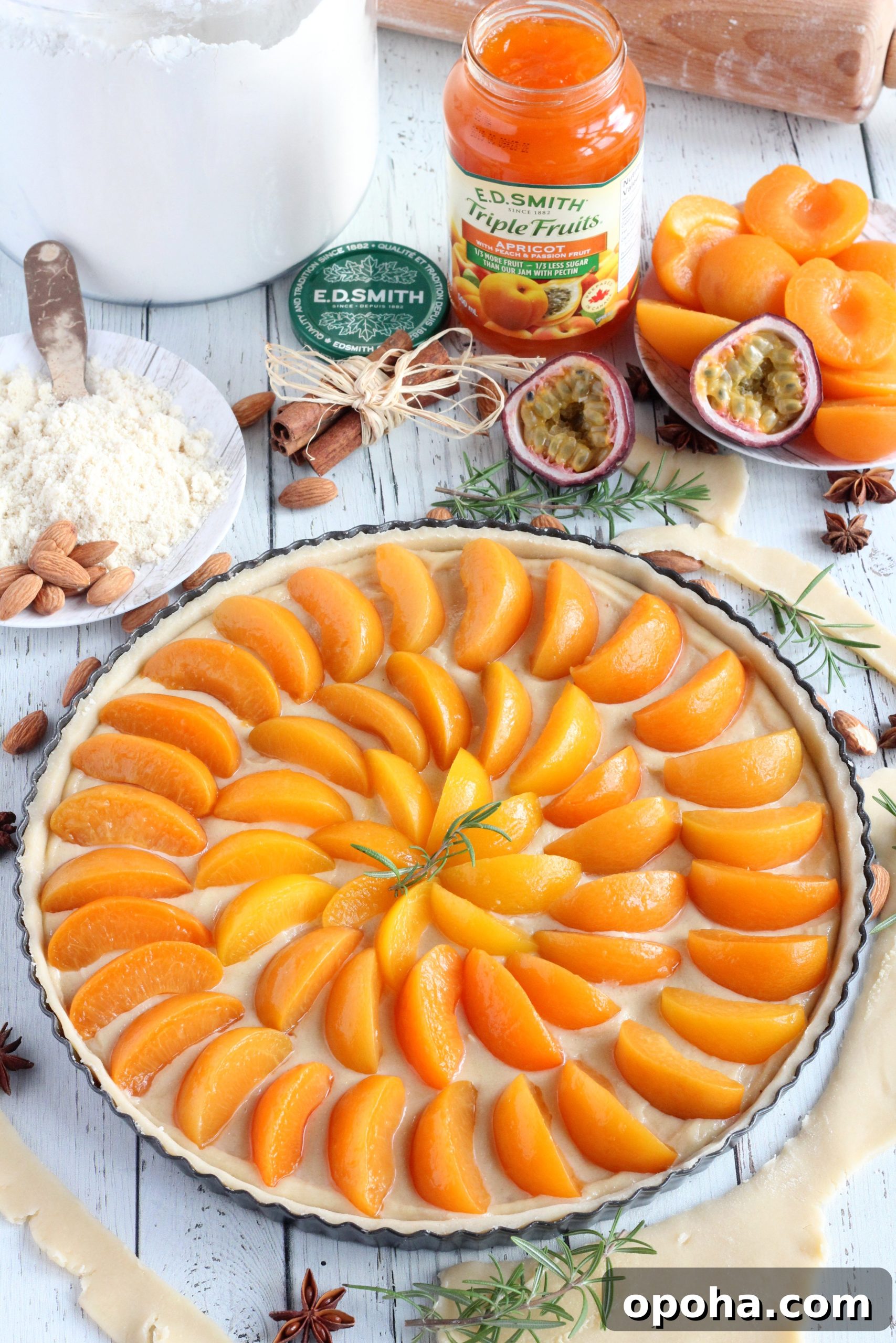 Apricot Almond Tart with Frangipane Filling 10 apricot tart assembled ready to bake