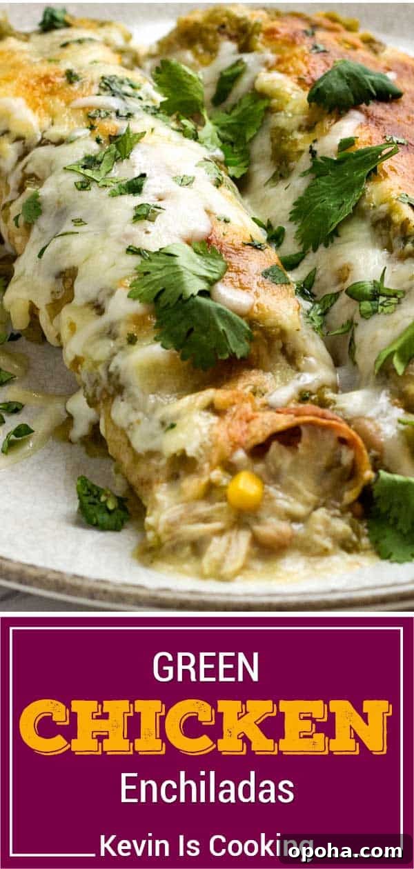 Green Chicken Enchiladas with Tangy Tomatillo Sauce 11 titled image (and shown): green chicken enchiladas