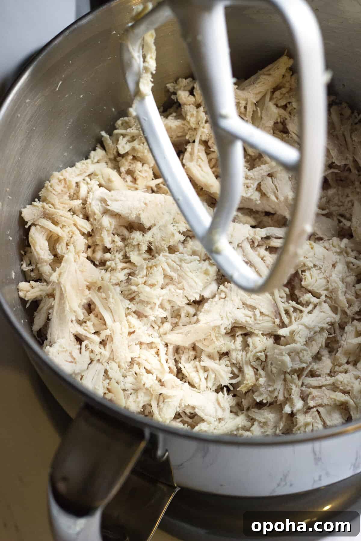 Green Chicken Enchiladas with Tangy Tomatillo Sauce 7 shredded chicken in mixer