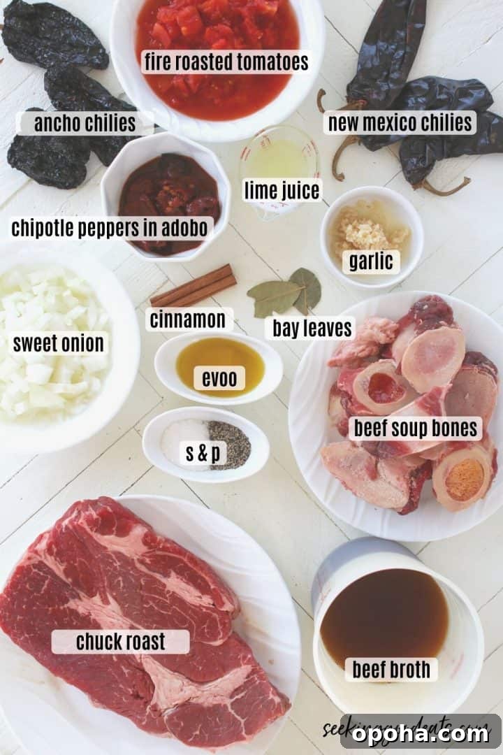 Ingredients needed for making birria tacos with consomme