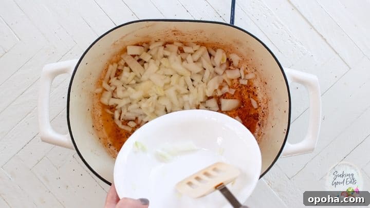 Caramalizing the onions in the beef juices and olive oil.